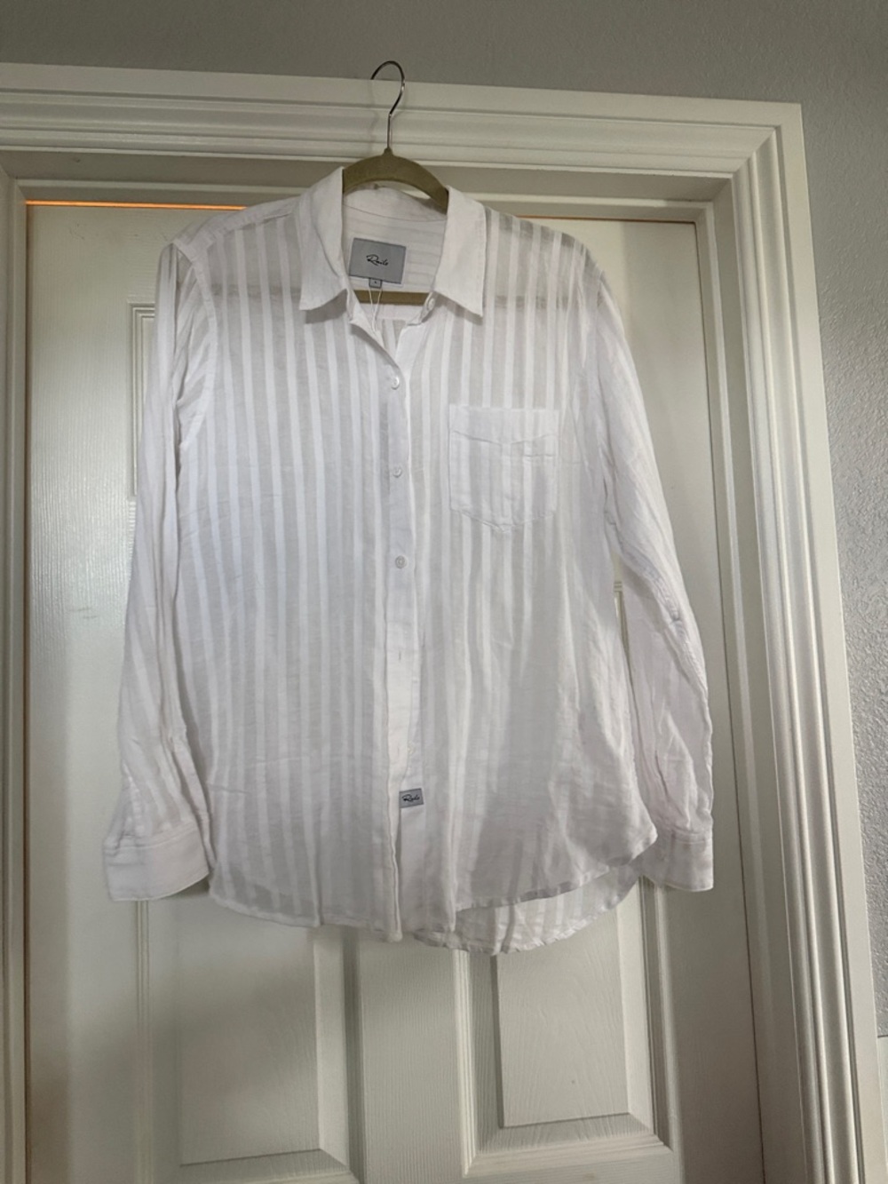 Rails White Striped Semi-Sheer Button-Up Shirt